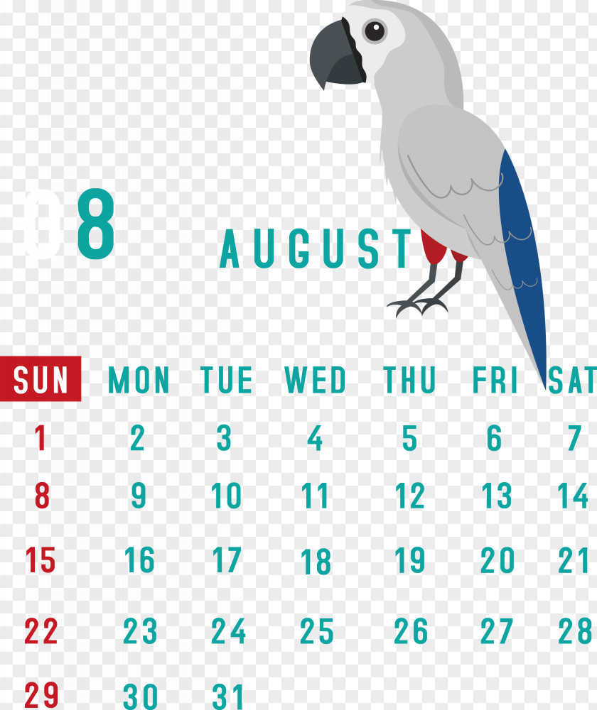 August 2021 Calendar PNG