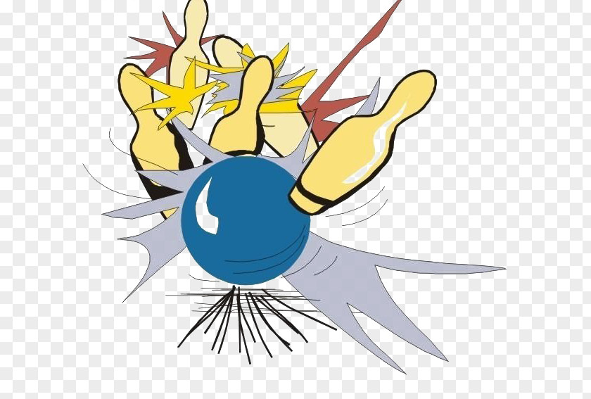 Bowling Ball Striking Blue Cartoon Ten-pin PNG