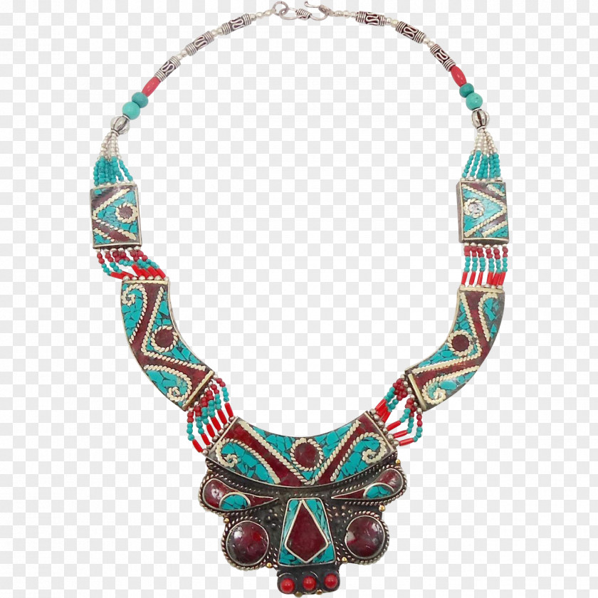 Necklace Turquoise Tibetan Silver Jewellery PNG