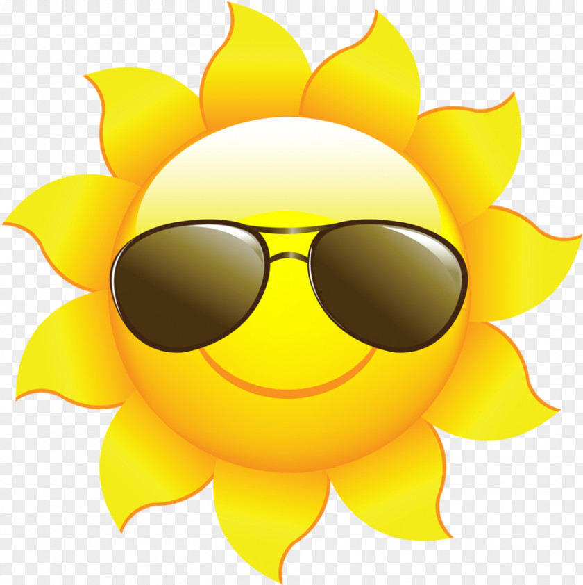 Happy Sunflower Sunglasses Drawing PNG
