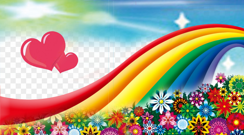 Rainbow Flowers Computer File PNG