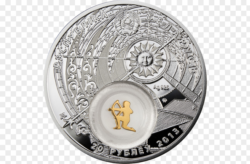 Silver Coin Belarus Zodiac PNG