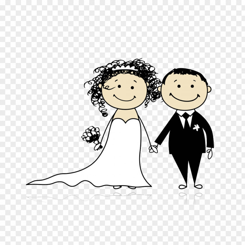 Bride And Groom Hand In Cartoon Royalty-free Illustration PNG