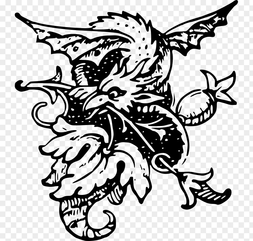 Dragon Black And White Public Domain Clip Art PNG