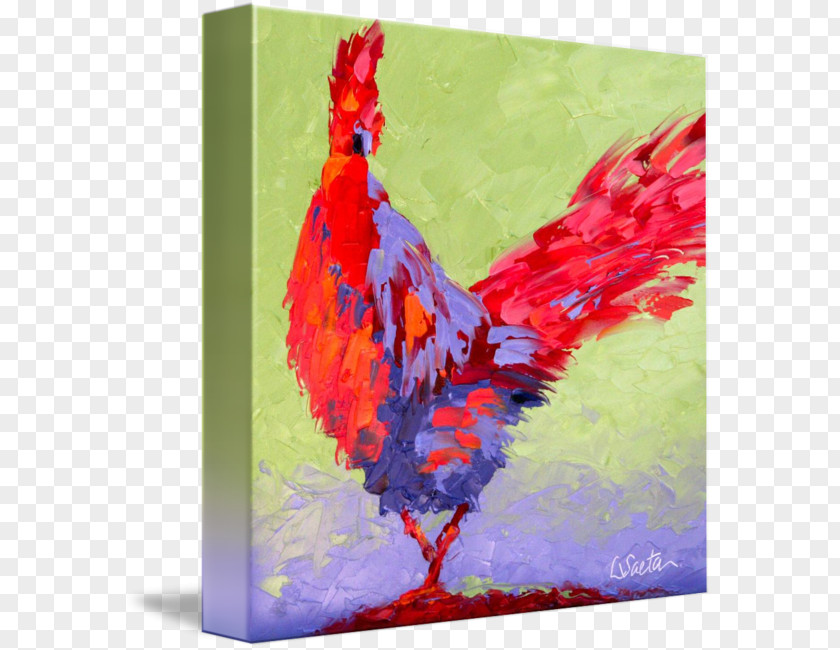 Rooster Painting Art Canvas Print Gallery Wrap PNG