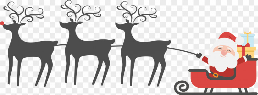Deer Banner Reindeer Santa Claus Christmas Ornament Horse Sled PNG