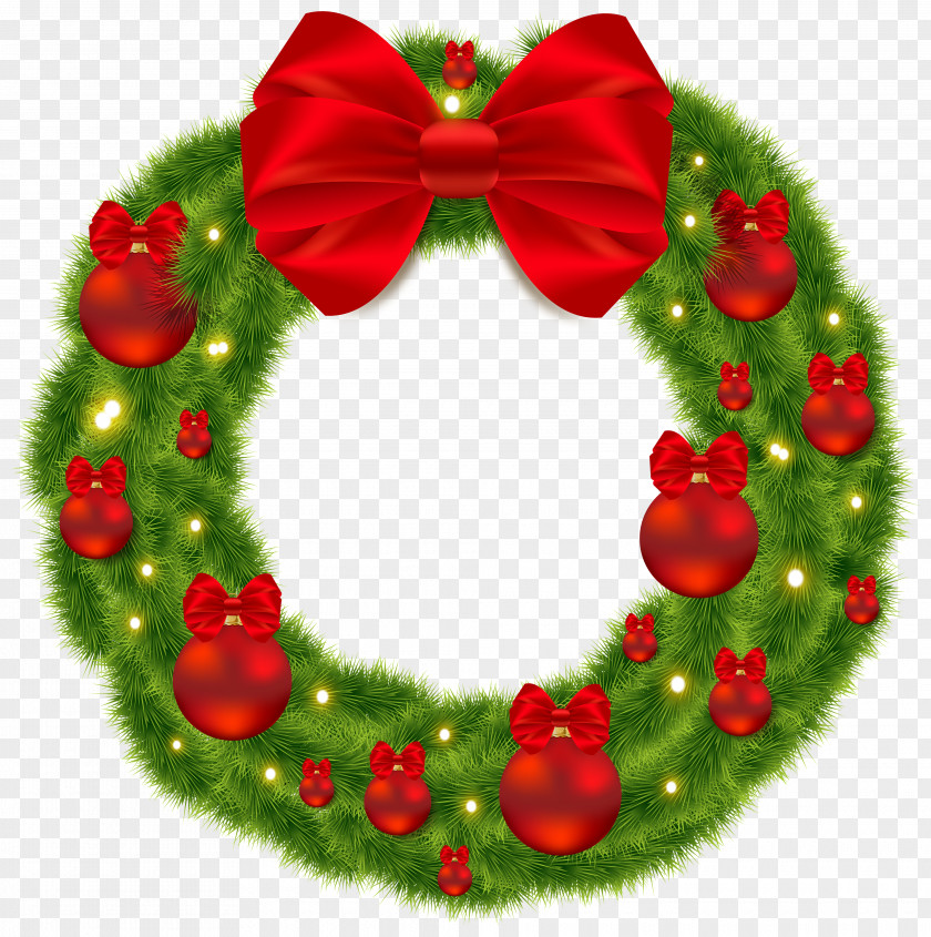 Pine Wreath With Red Bow And Christmas Balls Image Santa Claus Icon Computer File PNG