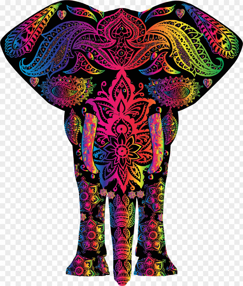 Elephant Motif T-shirt African Indian Color PNG