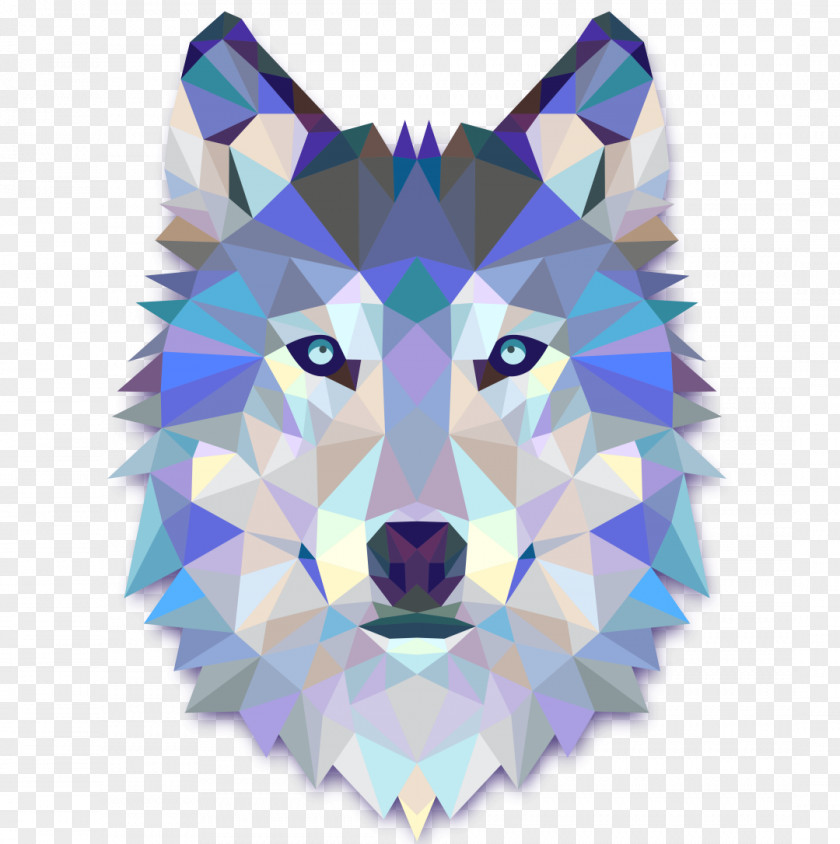 Geometric Wolf Sticker Art Gray Decal PNG