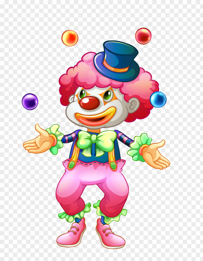Clown Juggling Circus Illustration PNG