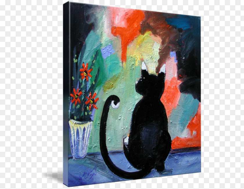 Painted Cat Black Modern Art Acrylic Paint Painting PNG