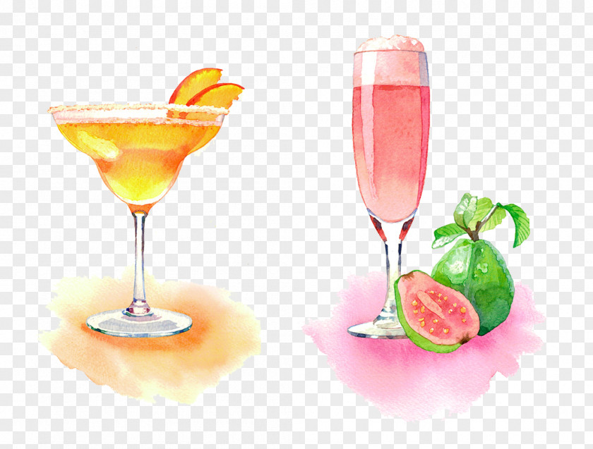 Hand-painted Juice Pomegranate Guava Drink PNG
