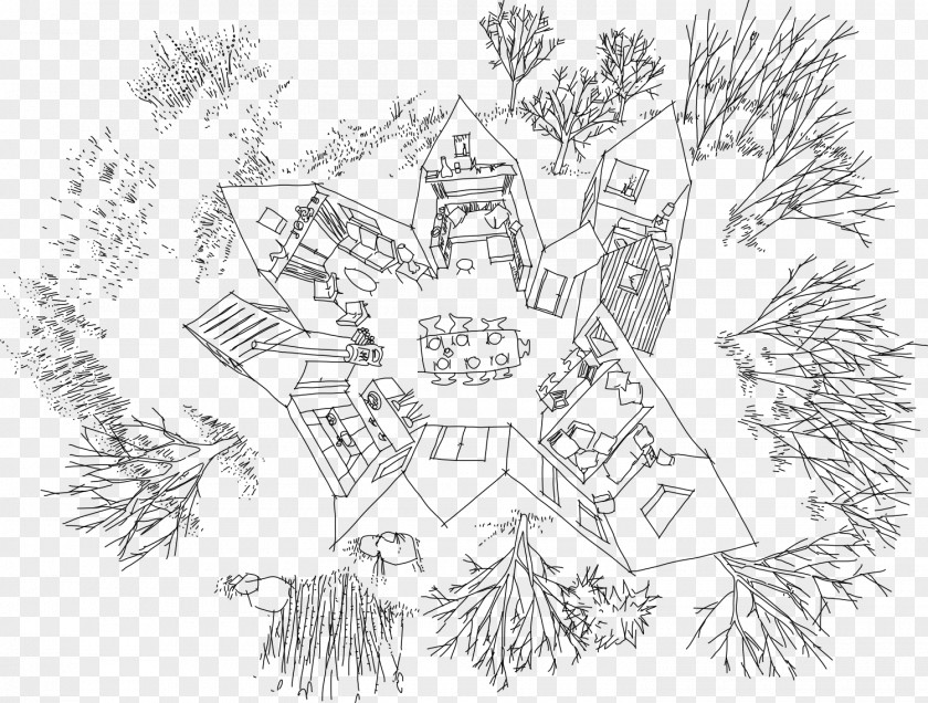 Village Summer House Holiday Home Sketch PNG