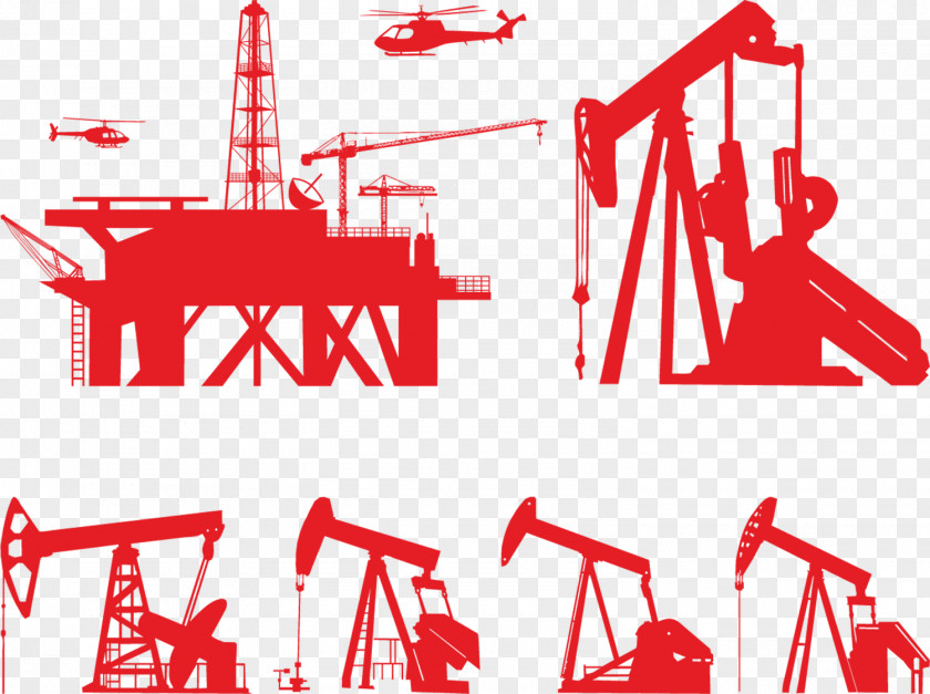 Vector Red Oil Drilling Platform Rig Petroleum Offshore PNG