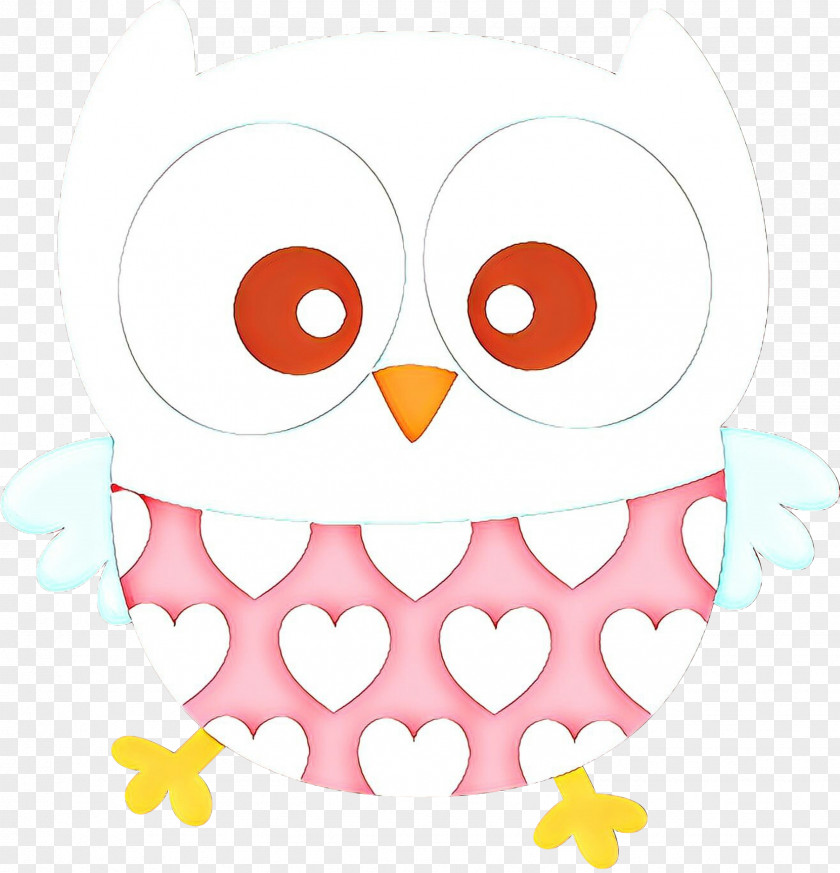 White Bird Owl Pink Heart PNG