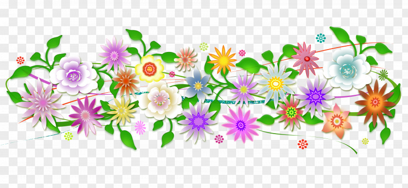 Birthday Floral Design Paper Flower Garland PNG