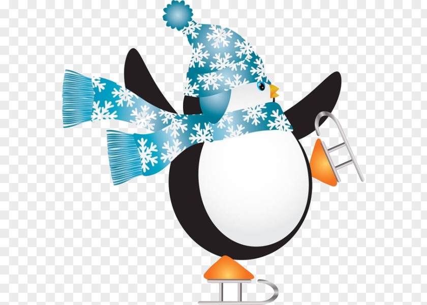 Cartoon Penguin Skiing Ice Skating Skate Rink Clip Art PNG