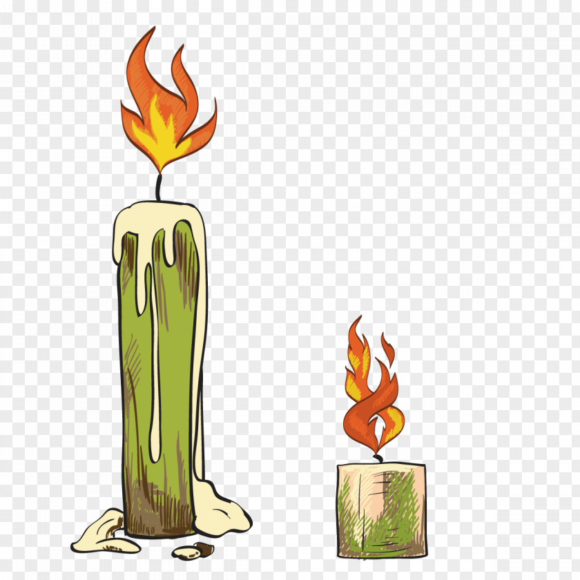 Vector Green Candle Light Flame Combustion PNG