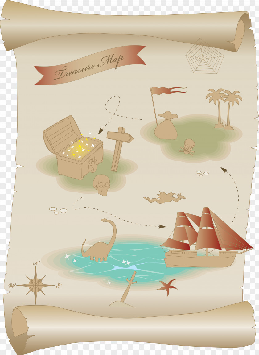 Compass Paper Treasure Map Clip Art PNG