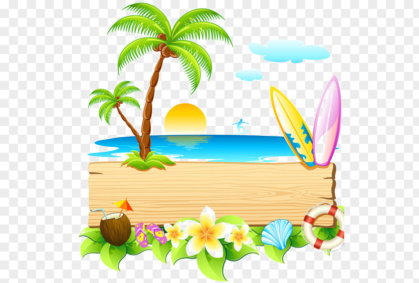 Summer Vacation Beach Free Matting Blog Clip Art PNG