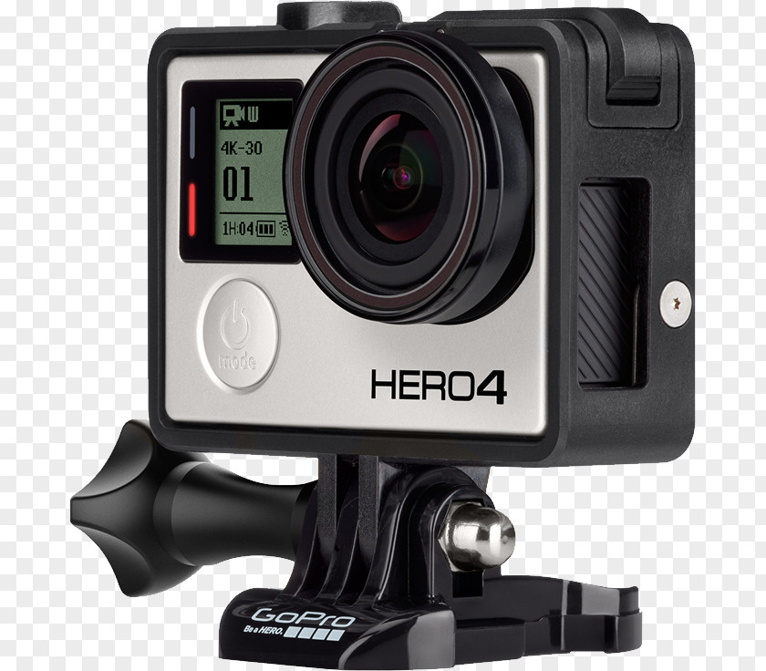 GoPro Hero 4 HERO4 Black Edition Silver Camera PNG