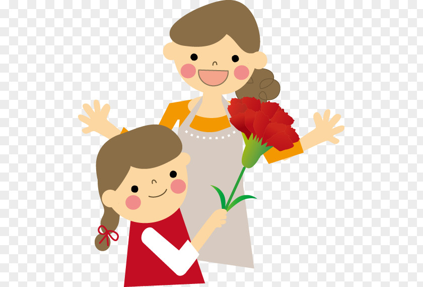 Mother And Child Mother's Day Carnation Gift PNG