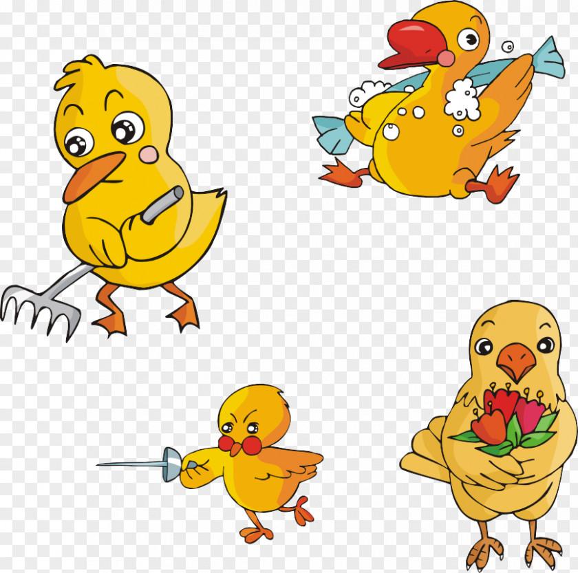 Cartoon Small Yellow Chicken Clip Art PNG