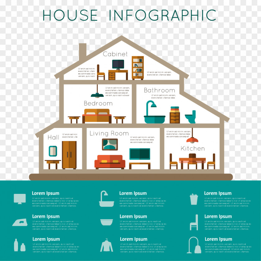 Color Three-dimensional Design Vector Material Arrow Infographic House Home Room PNG