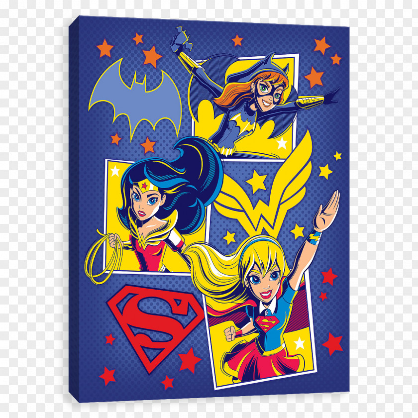 Metallic SuperMan Logo Wonder Woman Batgirl Supergirl Canvas DC Comics PNG