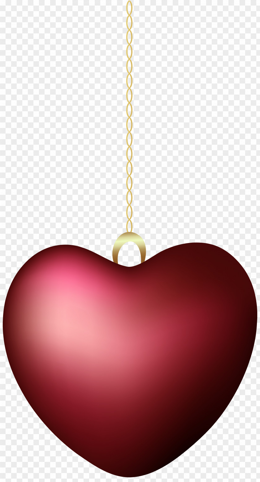 Red Hanging Heart Clip Art Image Christmas Ornament Maroon Design PNG