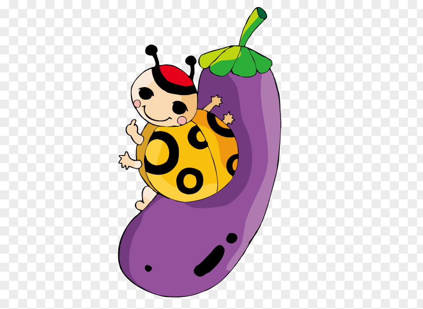 Seven Insects Eat Eggplant Beetle Cartoon Illustration PNG
