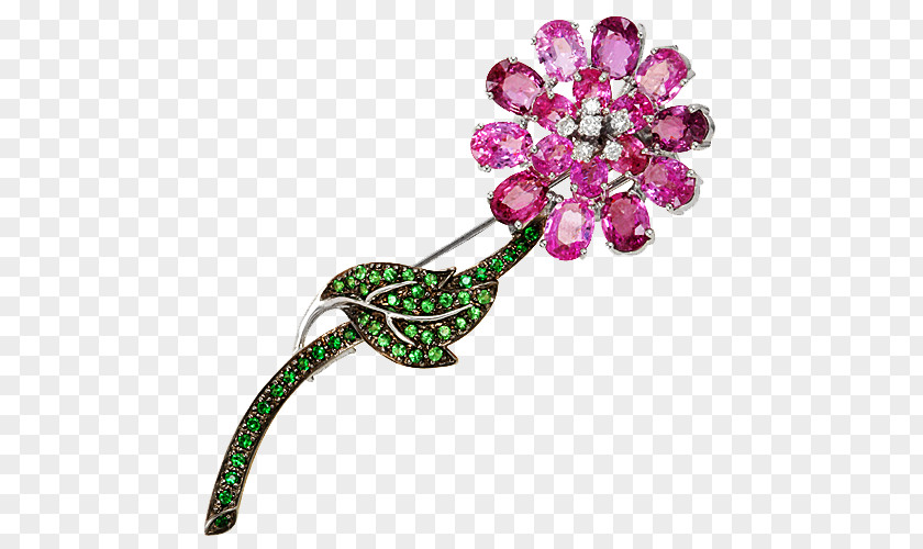 Gemstone Brooch Body Jewellery Flower PNG