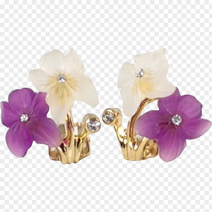 Purple Flowers Earring Amethyst Glass Lilac Body Jewellery PNG