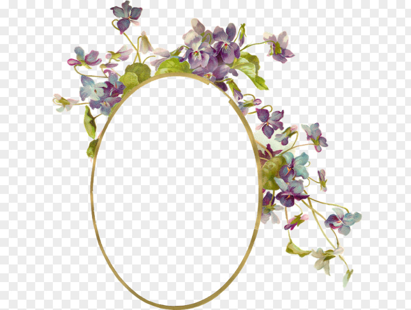 Lilac Flower Picture Frames Teal Oval PNG