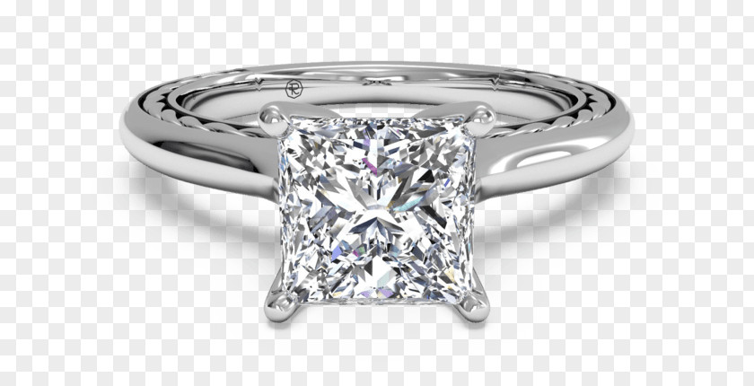 Diamond Wedding Ring Engagement Princess Cut PNG