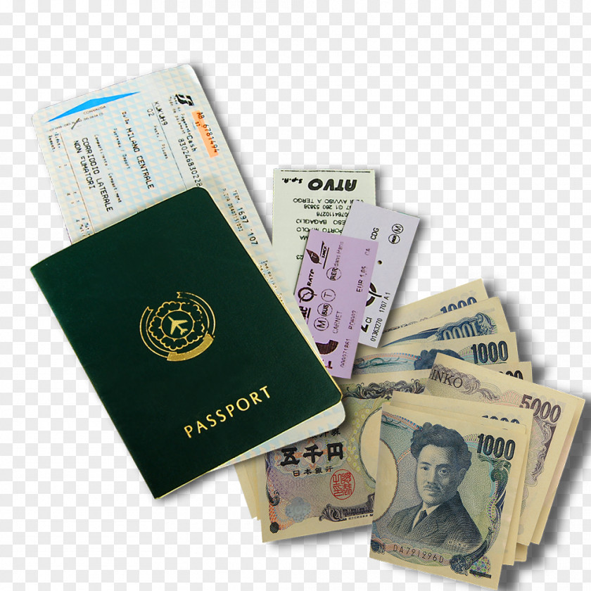 Free Passport Foreign Currency Tickets Pull Material Airline Ticket Boarding Pass PNG