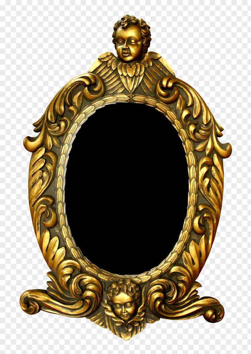 Gold Frame Picture Mirror Pattern PNG