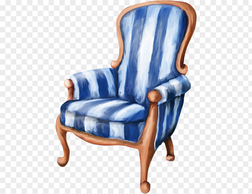 Hand-painted Blue And White Striped Chair Furniture PNG