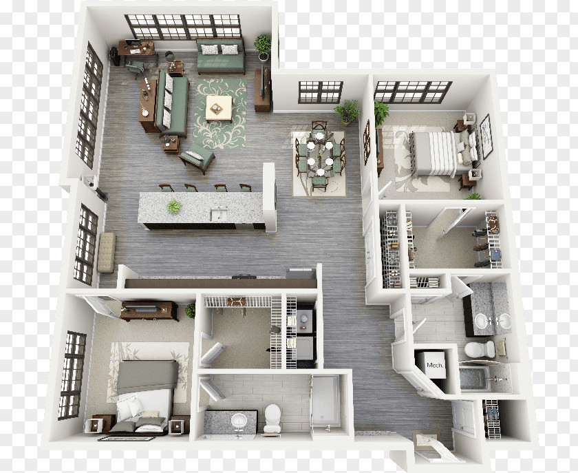 Apartment 3D Floor Plan House PNG