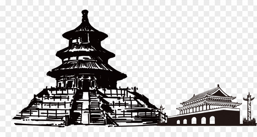 China Building Temple Of Heaven Architecture Silhouette U4e2du56fdu4f20u7edfu5efau7b51 PNG