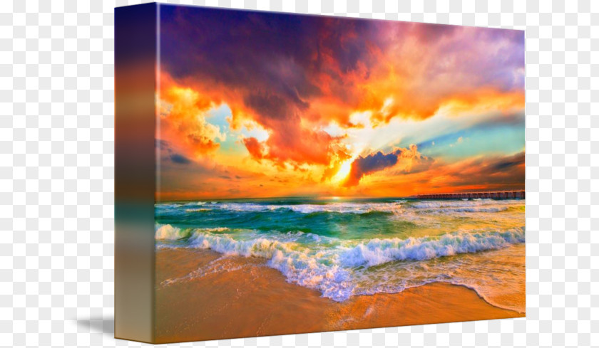 Beach At Sunset Destin Pensacola Shore Painting PNG