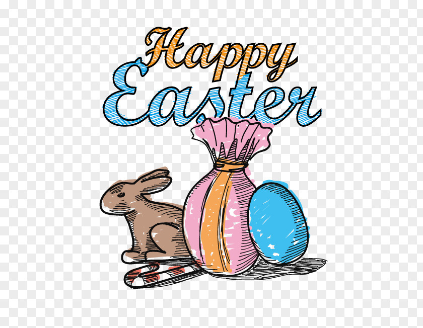 Vector Easter Elements Bunny Egg Drawing PNG