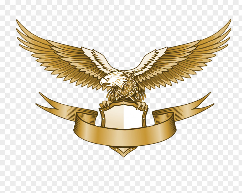 Golden Tagline Bald Eagle Logo Clip Art PNG