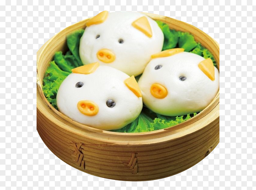 Pig Milk Yellow Package Baozi Dim Sum Mantou Breakfast PNG