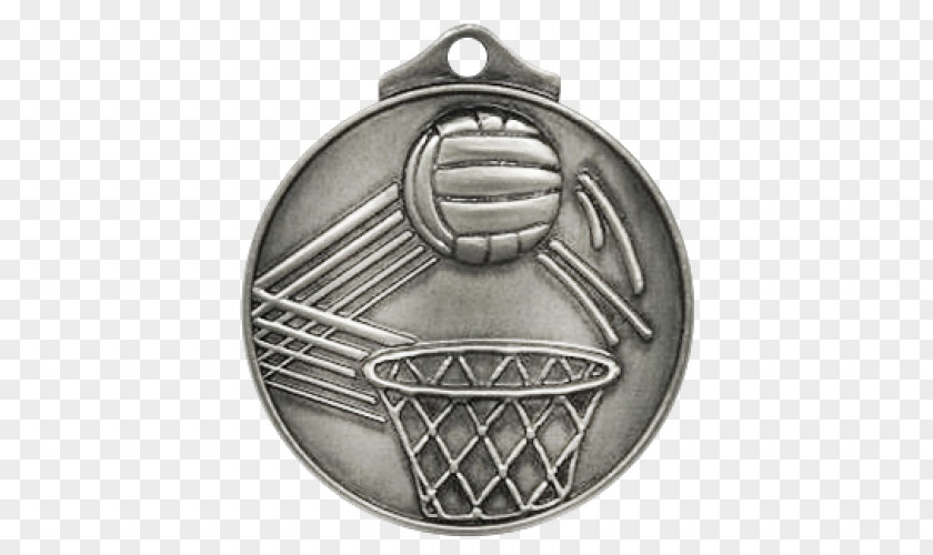 Netball Silver Medal Metal Nickel PNG