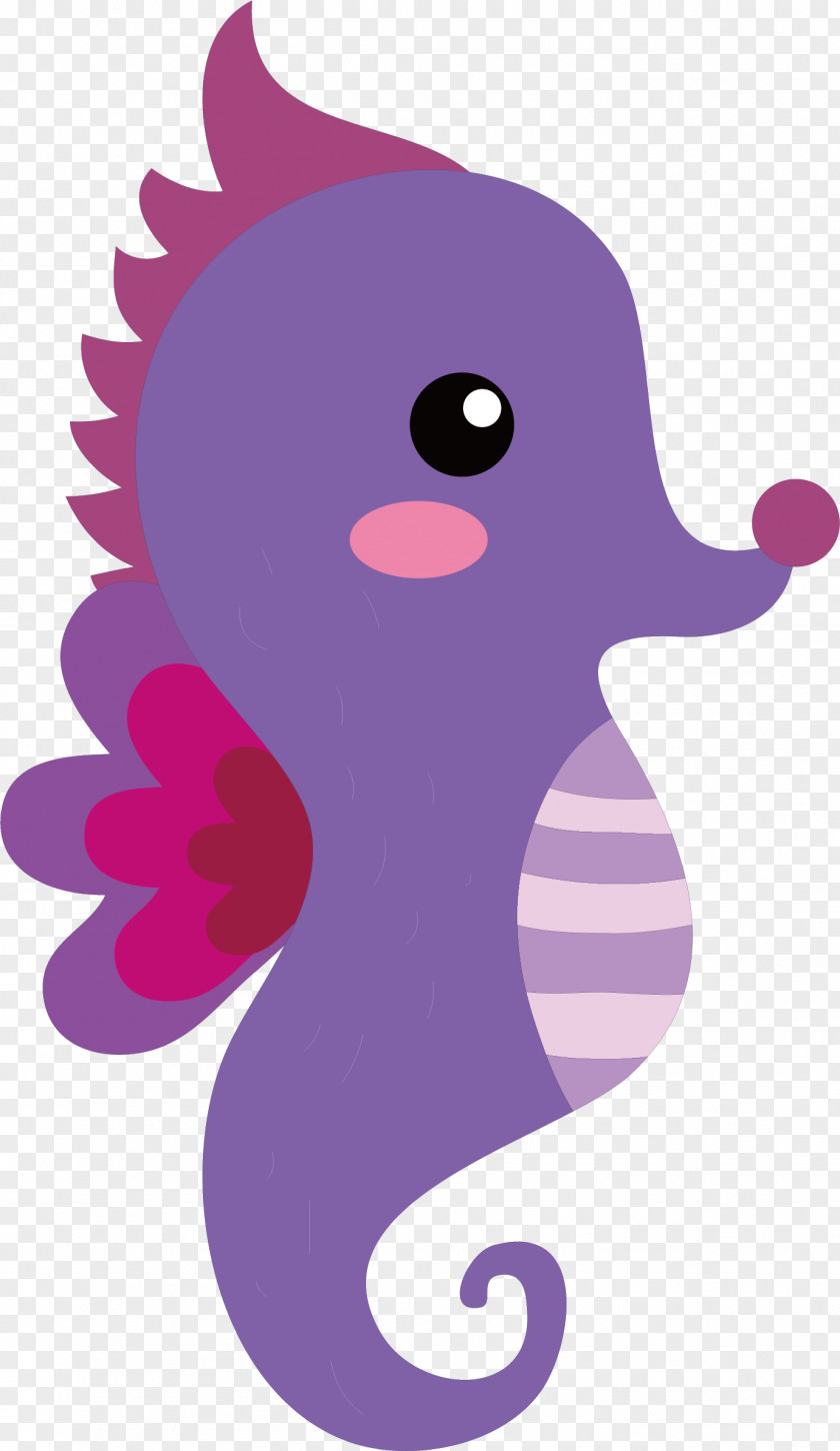 Vector Hand-painted Cute Seahorse Illustration PNG