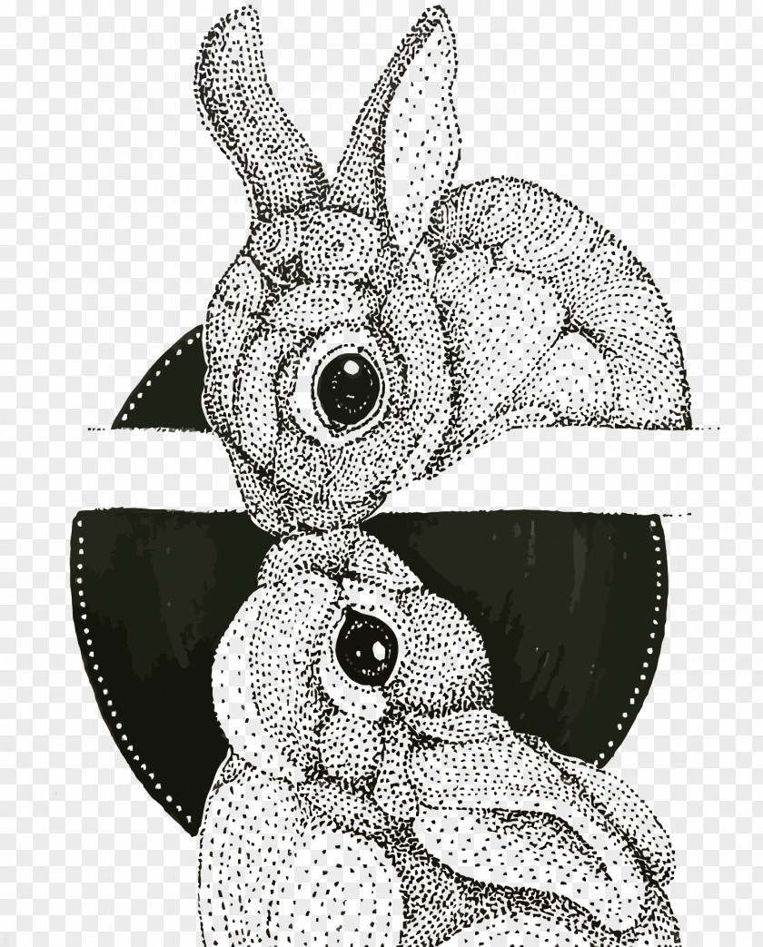 Vector Painted Rabbit Drawing Illustration PNG