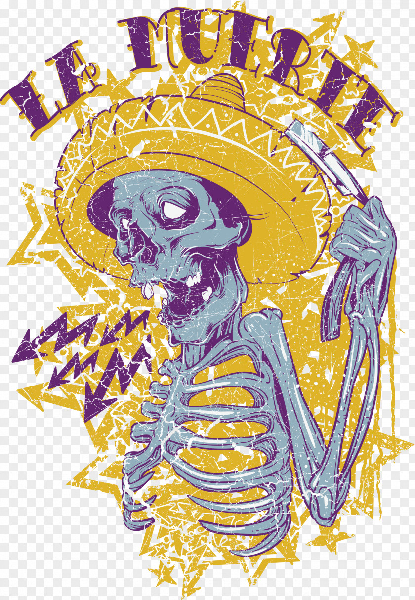 Printed Skull Skeleton T-shirt Calavera Death Stock Photography Day Of The Dead PNG