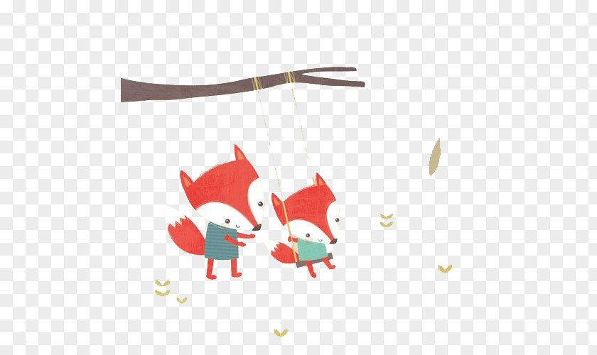 Swingin Little Fox Drawing Art Painting Illustration PNG