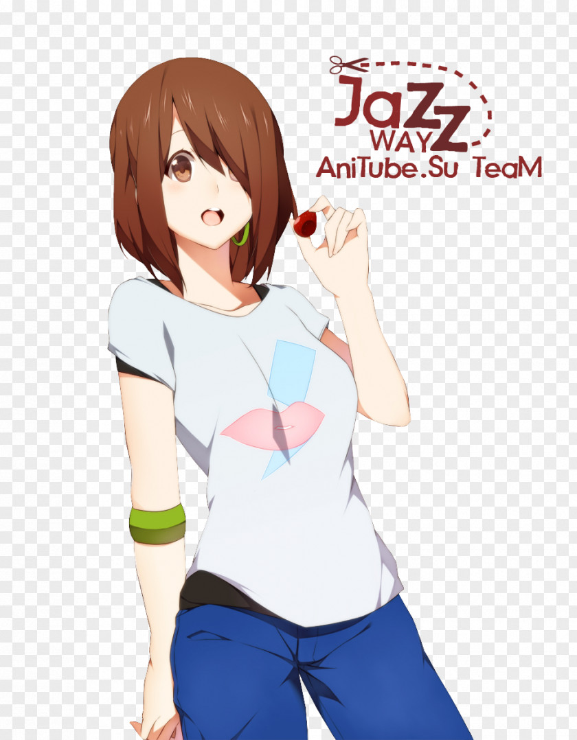 Yui Hirasawa Black Hair Brown Sleeve Finger PNG